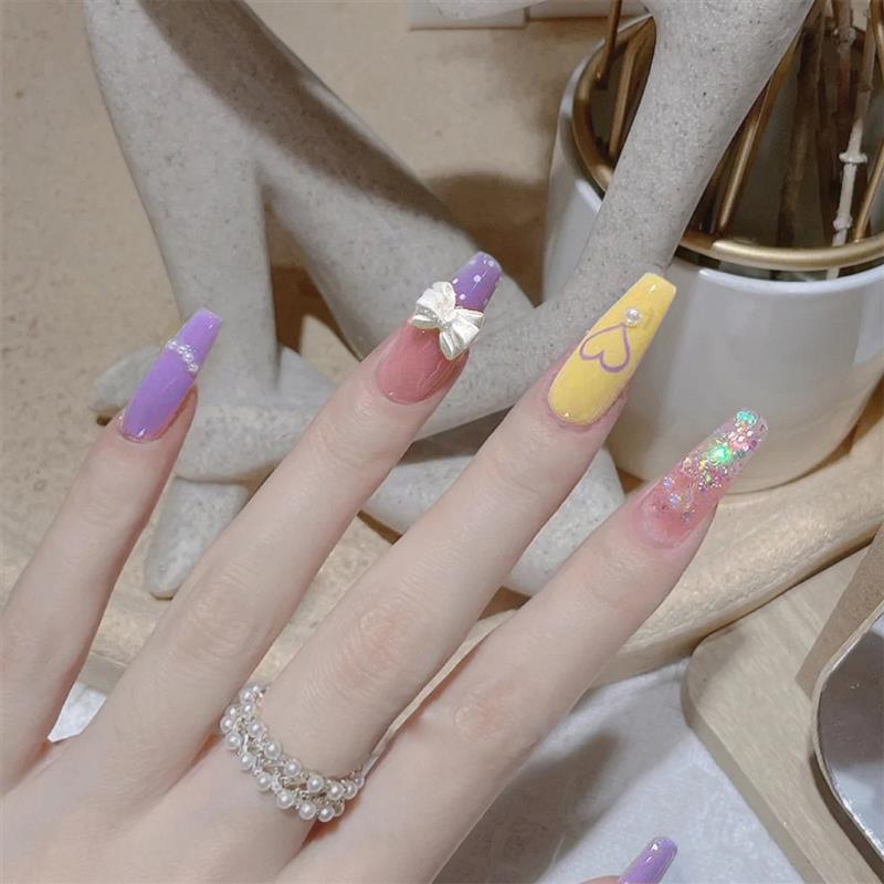 正品穿戴甲成品香芋紫美甲贴片指甲贴片穿戴美甲显白假指甲 甲片