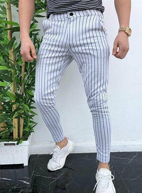 速发Fashion Men's Slim Fit Stripe Business Formal Pants Casu