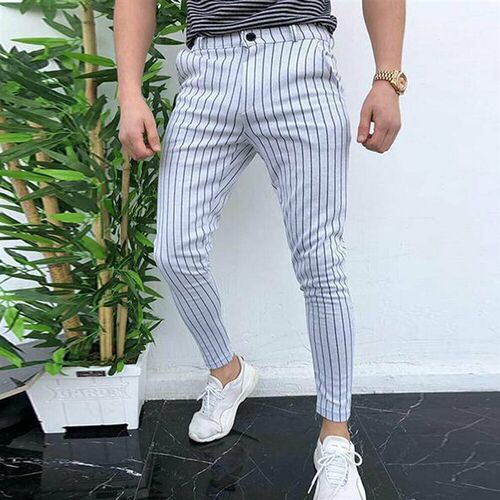 速发Fashion Men's Slim Fit Stripe Business Formal Pants Casu