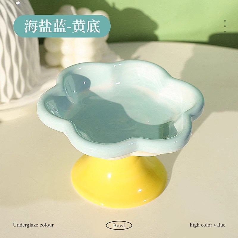 速发猫碗口瓷高脚碗打零食碗大陶径高颜值防碗翻食盆狗碗用品