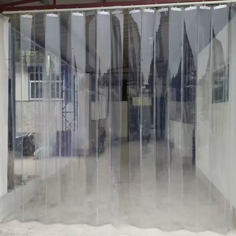 现货折叠空调门帘店铺商用滑动推拉挡风隔断帘厨房车间防水帘透明
