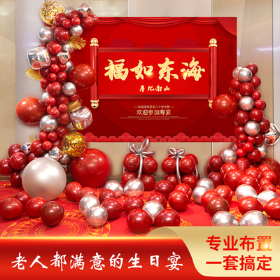 速发寿宴装饰老气生日场人布置过寿海报长辈80大寿景球板背景墙