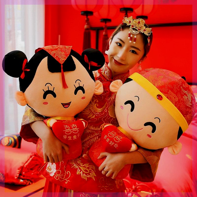 保真速发新d疆西藏包邮结婚礼物压床娃娃娃娃一对婚庆娃娃创意高