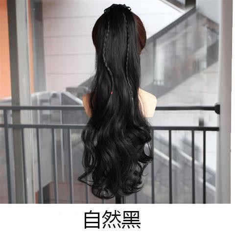 高货现货速发仿真发马尾少量轻假发大波浪女绑带式长卷发辫子发尾