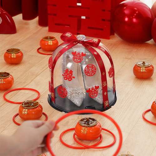 速发接亲小柿柿水意道具套圈藏婚鞋盒子如晶盒订婚礼装饰布置堵门