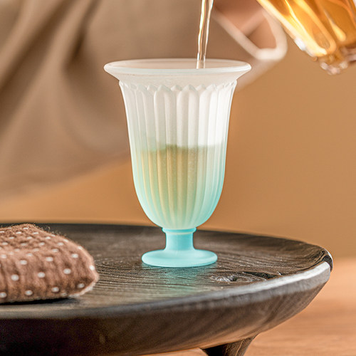 速发优格磨家琉璃酒杯杯用白酒杯烈酒杯创意高脚砂小酒杯清酒酒具