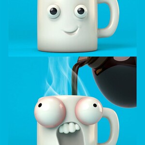 保真速发随温度变化表情变动的咖啡杯个性表情多变茶杯Y水杯咖啡