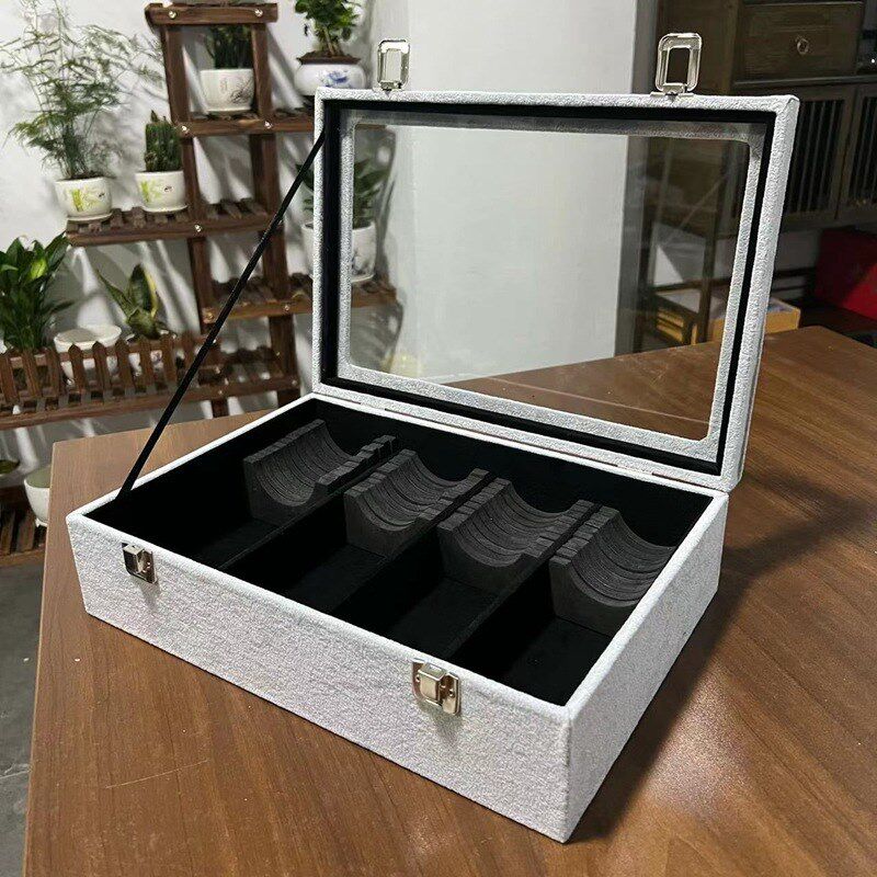 速发45位大容量透明盖手镯箱收饰盒木质手镯盒子首纳珠宝箱玉镯翡