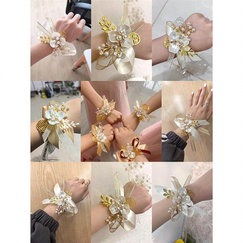 速发高级感新郎新娘结婚胸花吸铁石婚礼全套伴郎伴娘手腕花家人父