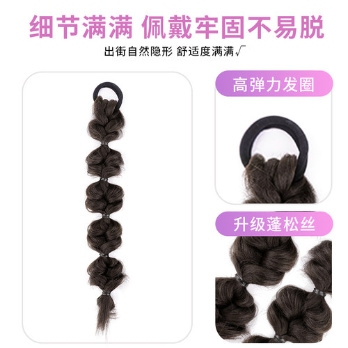 保真速发假发辫子自然拳击辫w麻花灯笼辫女双假马尾绑带式网红泡