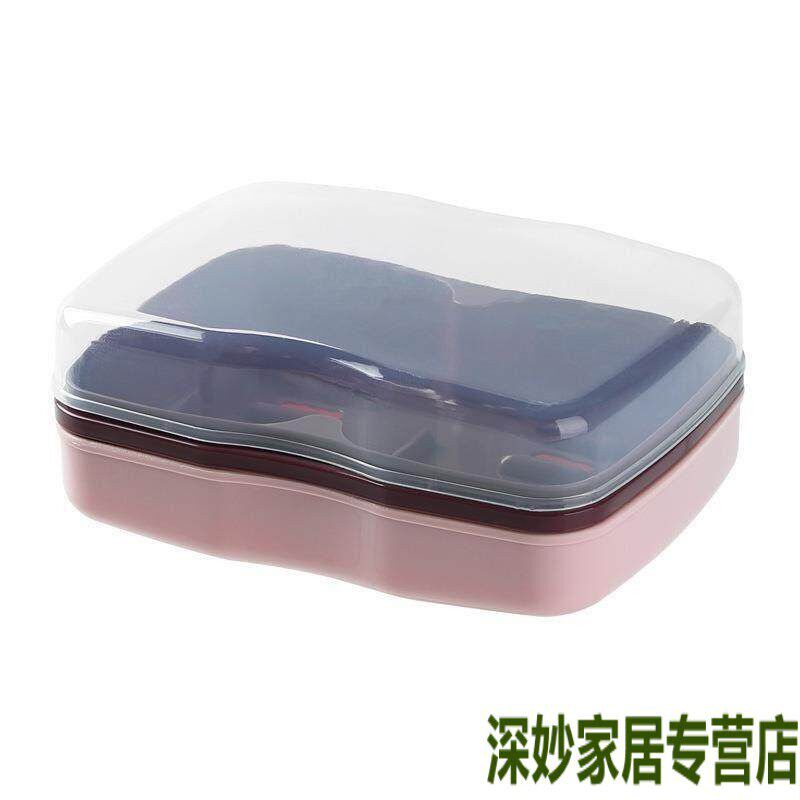 速发香皂肥皂盒子两个一体沥水双格带盖子子香皂盒学生宿舍双格可