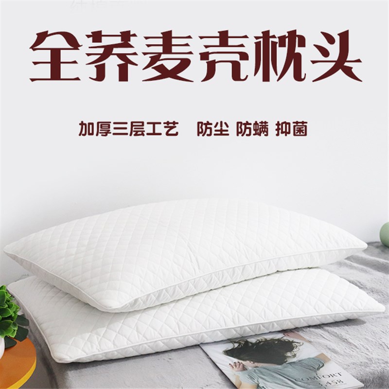 速发全头麦壳硬荞单人宿舍枕枕芯带枕套护荞麦皮单个装男