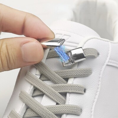 现货1Pair Flat No Tie Elastic Laces Magnetic Elastic Shoe La