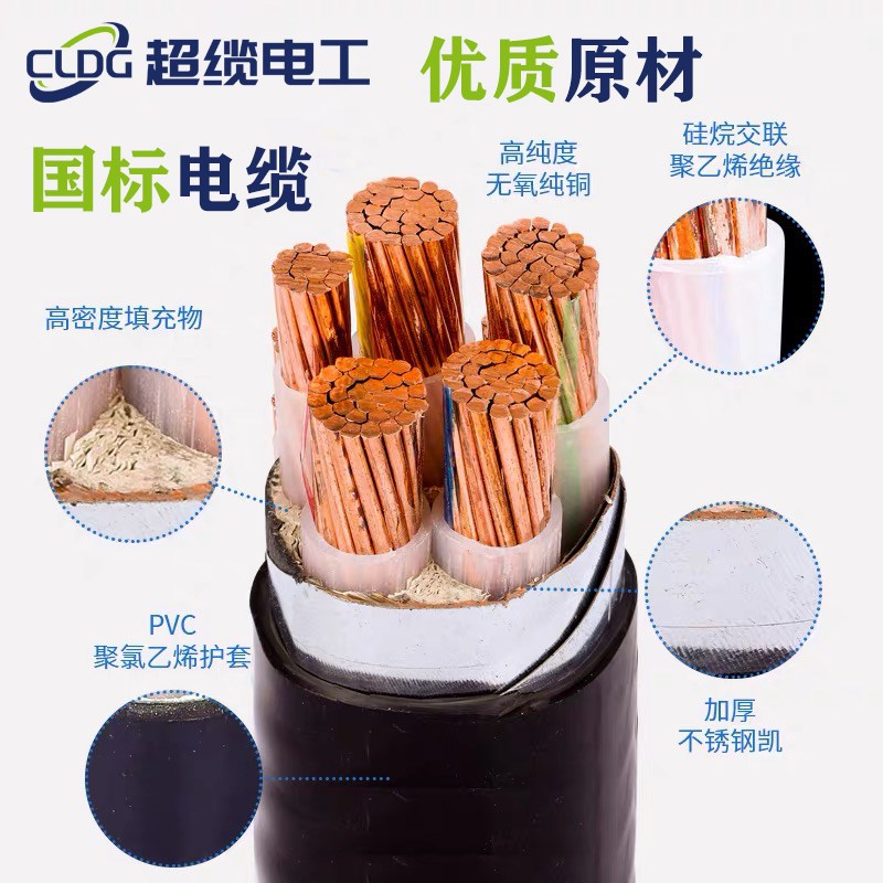 现货电缆铜芯国标三相四五线235芯×101625新款阻燃YJV22铜芯电缆