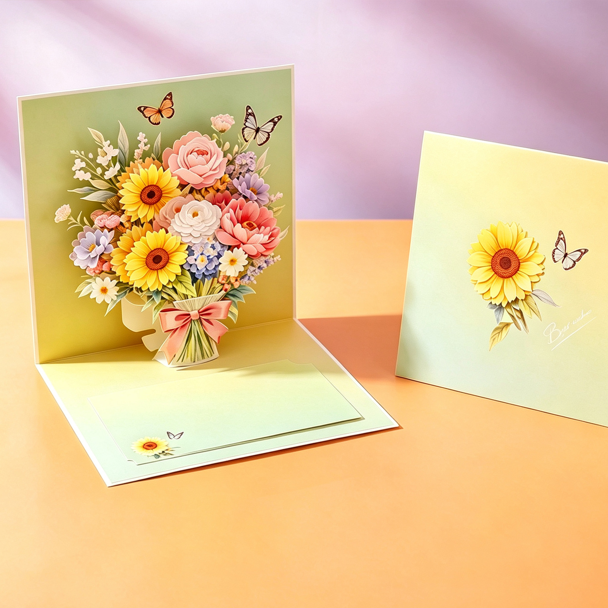 教师节贺卡高档烫金立体手写感谢祝福送老师礼物针织花束卡片