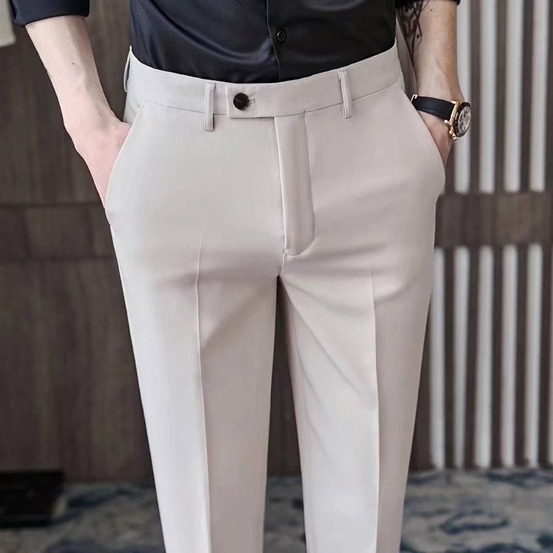 夏季垂感西裤男青年九分休闲裤子商务韩版修身小脚裤潮流西装裤潮