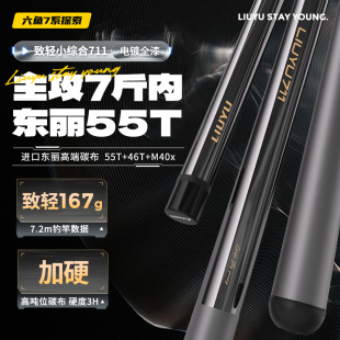 六鱼711鱼竿手杆超轻超硬碳素高端电镀钓鱼竿小综合台钓鲫鱼竿