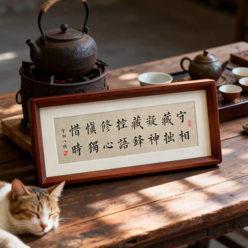 守相藏拙凝神书法字画相框摆件