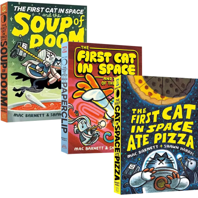 预售 英文原版 The First Cat in Space 3册合售 太空猫漫画 全彩漫画绘本图画书 冒险图像式章节小说 青少年课外阅读