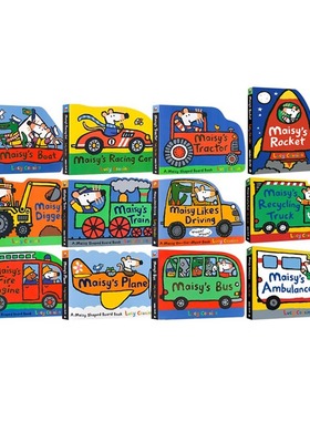 Maisy 小鼠波波交通工具 小车迷系列 造型纸板书12册套装 英文原版绘本儿童英语启蒙图画故事 Maisy's Train/Boat/Plane/Tractor