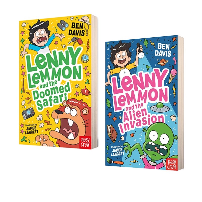 预售 莱尼莱蒙 2册 Lenny Lemmon and the Doomed Safari/Alien Invasion 英文原版 儿童幽默笑话 爆笑校园喜剧故事书 大嘴鸟