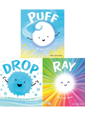 英文原版 Puff/Drop/Ray 空气/水循环/光是如何工作 3册精装 少儿科普绘本图画书 知识类读物 环保主题