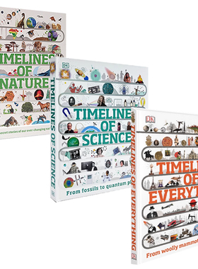 DK少儿百科 时间线系列 3册合售 Timelines of Everything Science of Nature 万物发展时间轴 精装 全彩大开本科普读物