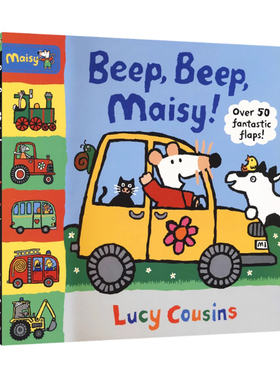 大开本 小鼠波波翻翻书 Beep Beep Maisy 英文原版绘本儿童启蒙交通工具认知纸板 Lucy Cousins 正版进口英语图画故事书籍