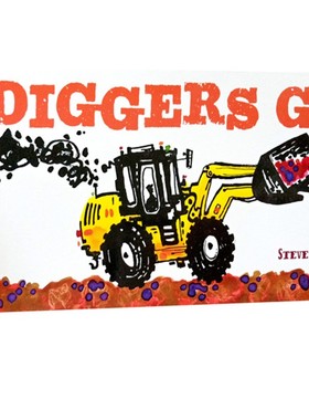英文原版 Diggers Go 挖掘机纸板书 史蒂夫莱特的交通工具大书 儿童百科知识启蒙 Chronicle出品