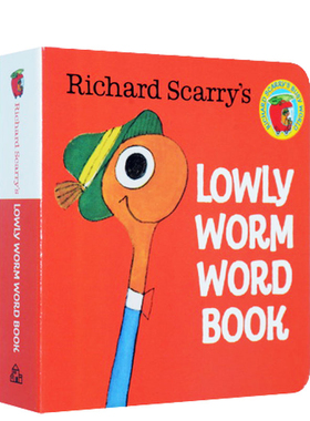 英文原版 Richard Scarry's Lowly Worm Word Book 斯凯瑞幼儿词汇 手掌纸板书 小虫低低的快乐小镇  低幼认知启蒙绘本图画书