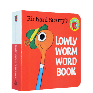 英文原版 Richard Scarry's Lowly Worm Word Book 斯凯瑞幼儿词汇 手掌纸板书 小虫低低的快乐小镇  低幼认知启蒙绘本图画书