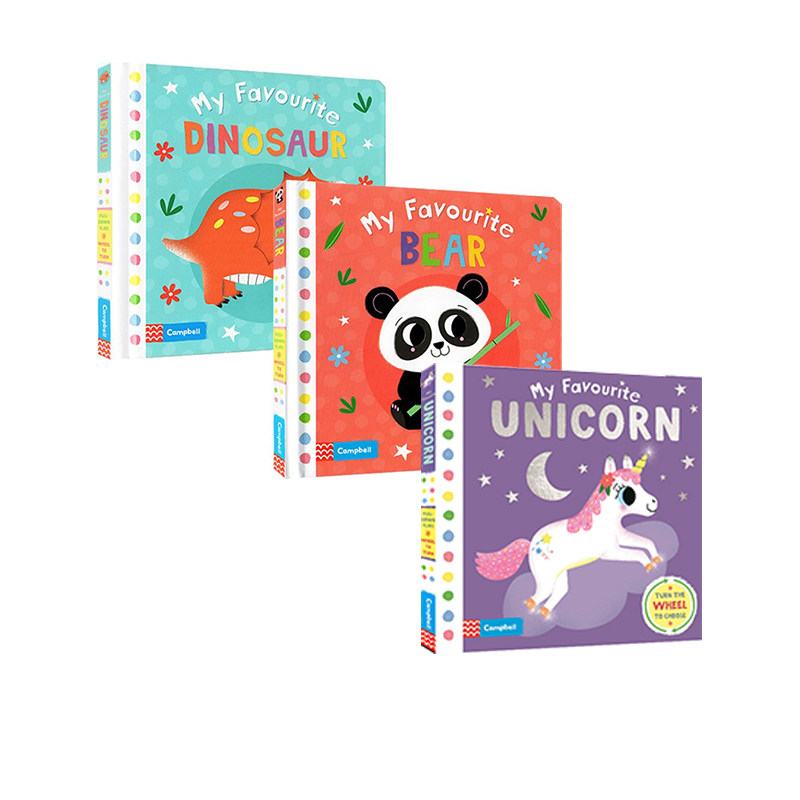 英文原版 My Favourite Bear/Dinosaur/Unicorn 3册合售 幼儿启蒙认知 纸板翻翻书 亲子互动学习 0-5岁幼儿启蒙认知