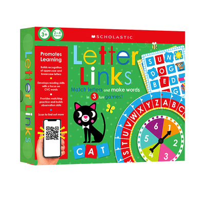 英文原版 Letter Links 盒装游戏图书 儿童启蒙字母词汇 亲子互动学前阅读游戏 Scholastic Early Learners