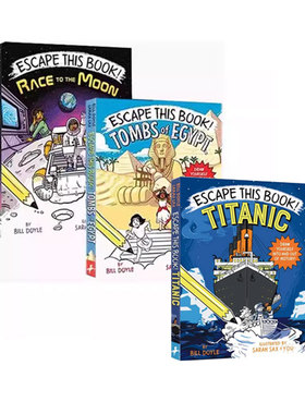 预售 英文原版 Escape This Book! ombs of Egypt/Race To The Moon/Titanic 3册 1精装+2平装 儿童侦探冒险故事章节书小说