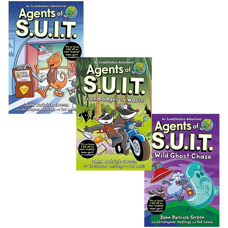 英文原版 Agents of S.U.I.T. 3-Book Slipcase 鳄鱼侦探员外传 3册合售 全彩漫画 侦探推理爆笑故事书 中小学课外英文阅读