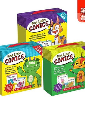 英文原版 First Little Comics Parent Pack Levels ABCDEF 56册附贴纸 全彩盒装儿童宝宝启蒙漫画读物 送音频 小气泡