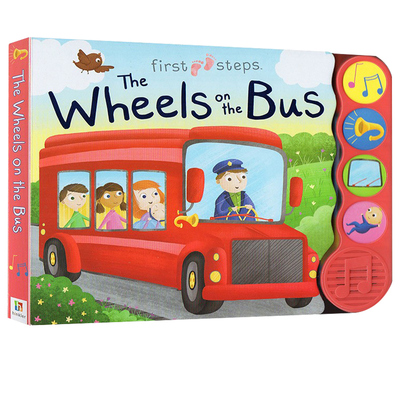 Wheels on the Bus 巴士上的轮子 纸板发音书 英文原版经典儿歌童谣绘本 幼儿启蒙撕不烂纸板书 正版进口