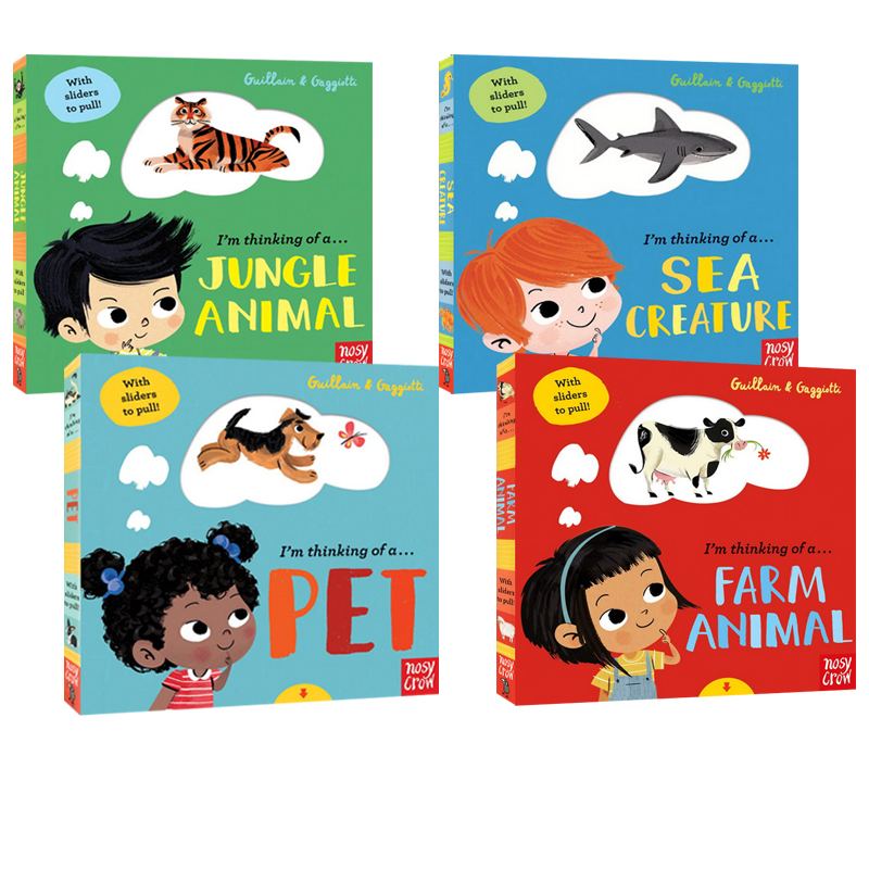 英文原版I'm Thinking of a Pet/Jungle Animal/Sea Creature/Farm Animal 4册合售纸板操作书培养幼儿想象力大嘴鸟出品Nosy Crow