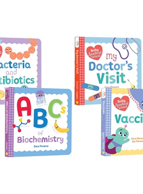预售 宝宝智学园 小小医学院Baby Medical School：Bacteria and Antibiotics/Vaccines 4册纸板书 细菌与病毒 科学知识知识类绘本