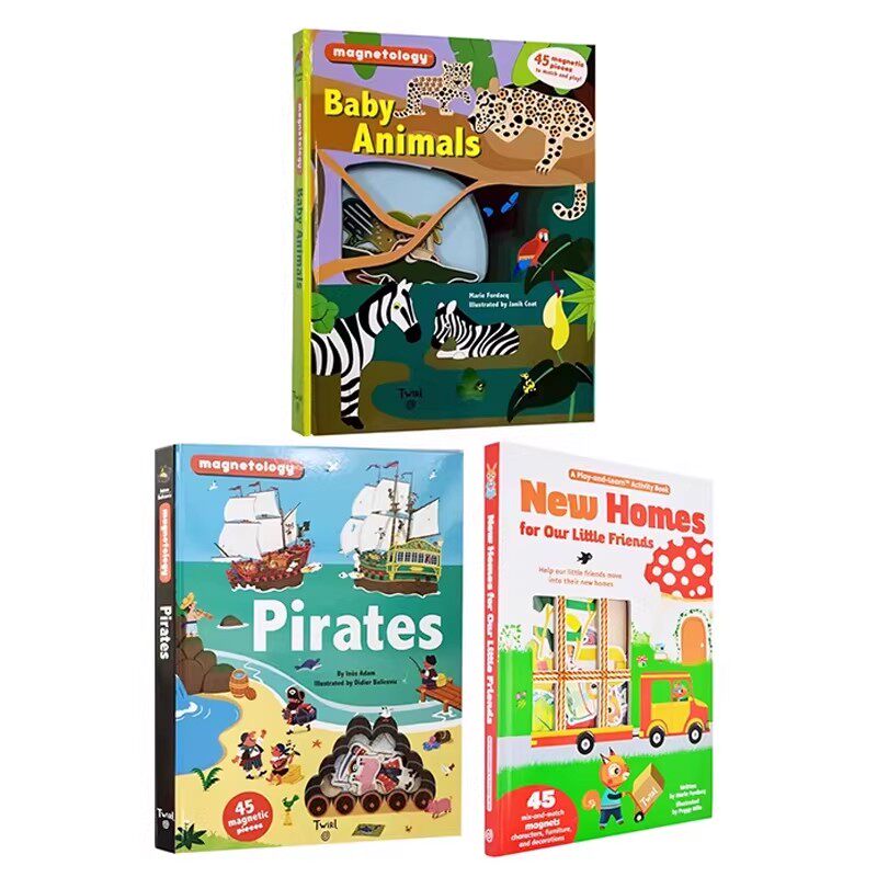 Twirl 英文原版 Magnetology系列 3册磁铁书操作书 Pirates/Baby Animals 操作书 小学生STEM阅读 儿童自然科普绘本