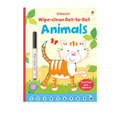 Wipe 趣味益智可擦活动书 Clean Usborne 连线画轮廓 Dot Animals 附赠笔