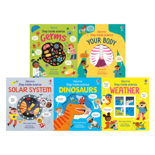 英文原版 Usborne走进科学系列 Step Inside Science:Solar System /Body/Dinosaurs/Weather/Germs 走进行星/身体/恐龙/天气/病菌