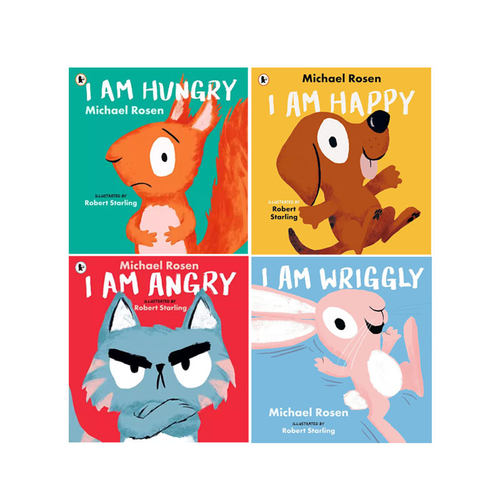 英文原版 I Am Angry/Hungry/Happy/Wriggly 4册 平装 罗森爷爷儿童情绪礼仪 情商培养绘本 亲子共读 Walker 点灯人