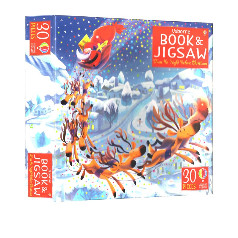 圣诞节拼拼书 英文原版 Usborne Book and Jigsaw Twas the Night Before Christmas  儿童早教益智拼图玩具 尤斯伯恩