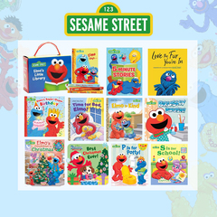 英文原版 Sesame Street 芝麻街 埃尔默的小图书馆 4册纸板书礼盒   金边精装书 经典绘本/纸板书 芝麻街5分钟故事集