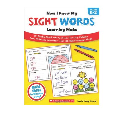 英文原版 Now I Know My Sight Words Learning Mats Grades K-2 学乐幼儿园涂画练习册