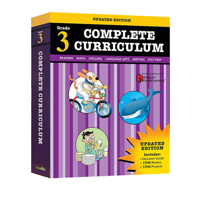 哈考特小学3年级英语教辅 阅读+口语+数学+英语+写作+测试题一本通 附答案 Complete Curriculum:Grade 3  家庭学习STEM自学