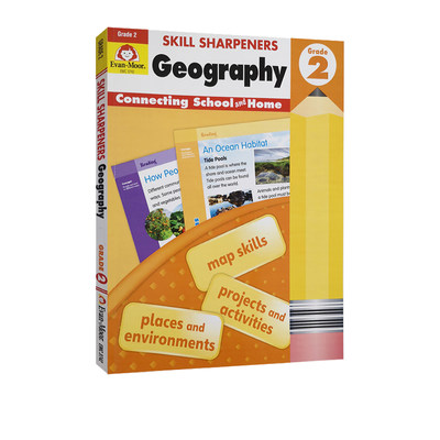二年级地理 英文原版 Skill Sharpeners Geography Grade 2 美国加州教辅技能铅笔刀系列 小学生英语学习 课外家庭练习册Evan Moor