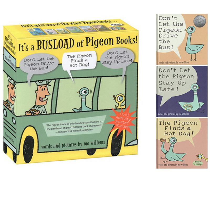 英文原版绘本 It's a Busload of Pigeon 别让鸽子开巴士 3册精选 礼盒装 Mo Willems小猪小象同作者 送海报