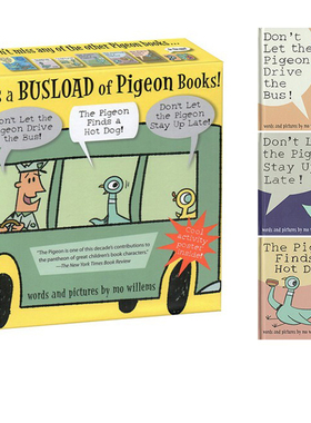 英文原版绘本 It's a Busload of Pigeon 别让鸽子开巴士 3册精选 礼盒装 Mo Willems小猪小象同作者 送海报